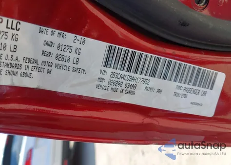 2010 Dodge Charger из США, поврежденный, VIN 2B3CA4CD3AH177852